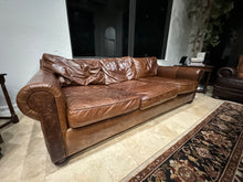 Load image into Gallery viewer, Restoration Hardware Lancaster Luxe Deep Three Seat Cushion Sofa in Cocoa Leather
