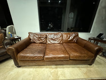 Load image into Gallery viewer, Restoration Hardware Lancaster Luxe Deep Three Seat Cushion Sofa in Cocoa Leather
