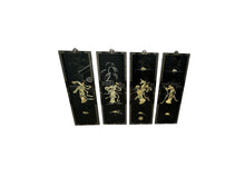 Load image into Gallery viewer, Vintage Chinoiserie Geisha Asian Wall Panel Accents with Mother of Pearl Inlays - set of 4
