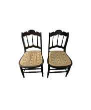 Load image into Gallery viewer, Antique Spindle Back Upholstered Chairs - sold as a set
