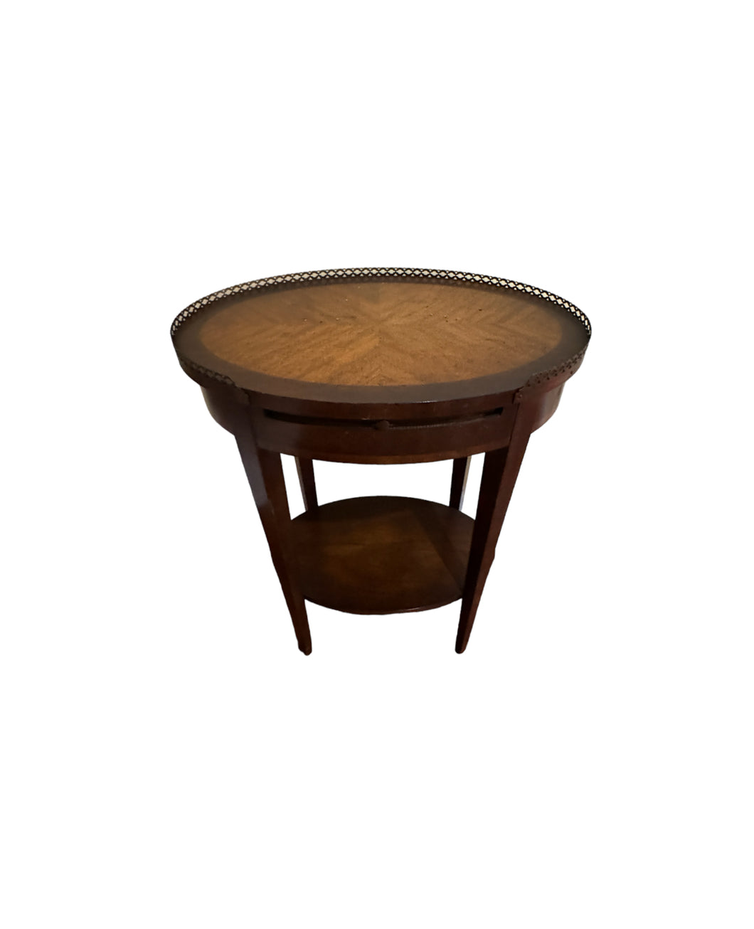 Regency Style Veneer & Wood Oval Marquetry Side Table