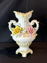 Load image into Gallery viewer, Vintage Italian Large Double Handle Hand Painted Porcelain Flower Vase
