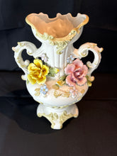 Load image into Gallery viewer, Vintage Italian Large Double Handle Hand Painted Porcelain Flower Vase
