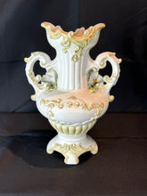 Load image into Gallery viewer, Vintage Italian Large Double Handle Hand Painted Porcelain Flower Vase
