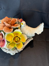 Load image into Gallery viewer, Vintage Capodimonte Hand Painted Porcelain Figurine Centerpiece with Two Doves and Flowers
