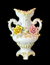 Load image into Gallery viewer, Vintage Italian Large Double Handle Hand Painted Porcelain Flower Vase
