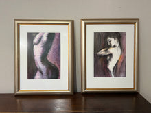 Load image into Gallery viewer, Nude Woman Silhouette - Original Art - Set of 2, Matted and Framed
