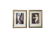 Load image into Gallery viewer, Nude Woman Silhouette - Original Art - Set of 2, Matted and Framed
