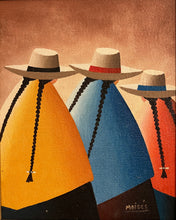 Load image into Gallery viewer, The Three Amigas - Mexican Ladies with Hats - Original Art by Moises - Oil on Canvas
