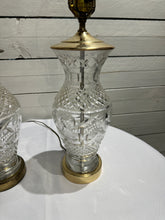 Load image into Gallery viewer, Waterford Crystal &amp; Polished Brass Table Lamp in the Hollywood Regency Style - without shade
