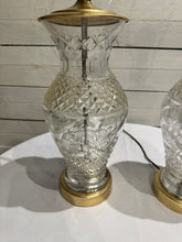 Load image into Gallery viewer, Waterford Crystal &amp; Polished Brass Table Lamp in the Hollywood Regency Style - without shade
