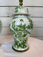 Load image into Gallery viewer, Green &amp; Gold Ginger Jar Ceramic Lamp - Set of Two
