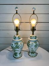 Load image into Gallery viewer, Green &amp; Gold Ginger Jar Ceramic Lamp - Set of Two
