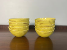 Load image into Gallery viewer, Vintage Studio Nova Samba Yellow Hand Painted Stoneware - Asian Rice Bowls - Fruit &amp; Dessert Bowls - Set of 8
