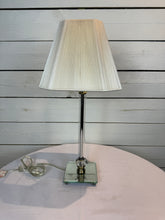 Load image into Gallery viewer, Small Glass Lamp with White Silk Shade
