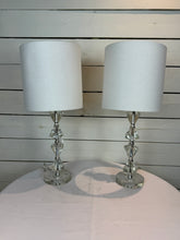 Load image into Gallery viewer, Glass Diamond Shaped Lamps with Shades - Set of Two
