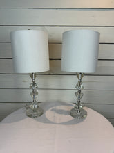 Load image into Gallery viewer, Glass Diamond Shaped Lamps with Shades - Set of Two
