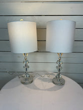 Load image into Gallery viewer, Glass Diamond Shaped Lamps with Shades - Set of Two
