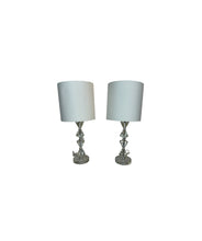 Load image into Gallery viewer, Glass Diamond Shaped Lamps with Shades - Set of Two
