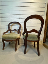 Load image into Gallery viewer, Antique Victorian Balloon Back Boudoir Side Chairs - Set of Two
