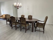 Load image into Gallery viewer, Victorian Carved Mahogany Clawfoot Extension Table with 6 Upholstered Chairs
