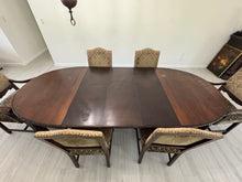 Load image into Gallery viewer, Victorian Carved Mahogany Clawfoot Extension Table with 6 Upholstered Chairs
