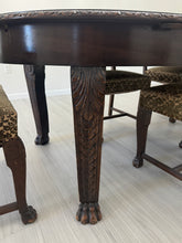 Load image into Gallery viewer, Victorian Carved Mahogany Clawfoot Extension Table with 6 Upholstered Chairs
