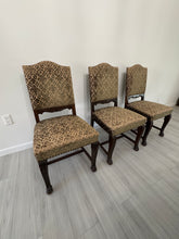 Load image into Gallery viewer, Victorian Carved Mahogany Clawfoot Extension Table with 6 Upholstered Chairs
