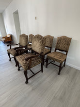 Load image into Gallery viewer, Victorian Carved Mahogany Clawfoot Extension Table with 6 Upholstered Chairs
