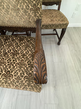 Load image into Gallery viewer, Victorian Carved Mahogany Clawfoot Extension Table with 6 Upholstered Chairs
