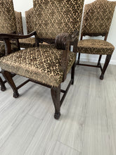Load image into Gallery viewer, Victorian Carved Mahogany Clawfoot Extension Table with 6 Upholstered Chairs
