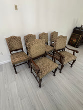 Load image into Gallery viewer, Victorian Carved Mahogany Clawfoot Extension Table with 6 Upholstered Chairs
