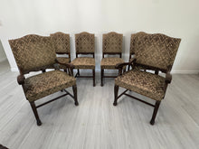 Load image into Gallery viewer, Victorian Carved Mahogany Clawfoot Extension Table with 6 Upholstered Chairs
