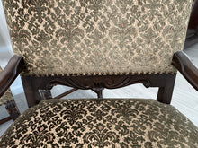 Load image into Gallery viewer, Victorian Carved Mahogany Clawfoot Extension Table with 6 Upholstered Chairs
