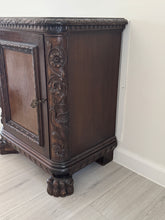 Load image into Gallery viewer, Victorian Carved Walnut Clawfoot Nightstand or Side Table
