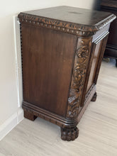 Load image into Gallery viewer, Victorian Carved Walnut Clawfoot Nightstand or Side Table
