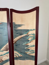 Load image into Gallery viewer, Vintage Three Panel Oriental Chinoiserie Folding Wood Panel Room Divider
