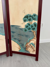 Load image into Gallery viewer, Vintage Three Panel Oriental Chinoiserie Folding Wood Panel Room Divider

