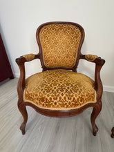 Load image into Gallery viewer, Vintage Louis XV Style Arm Chairs in Velvety Damask Upholstery - A Pair
