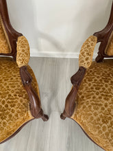 Load image into Gallery viewer, Vintage Louis XV Style Arm Chairs in Velvety Damask Upholstery - A Pair
