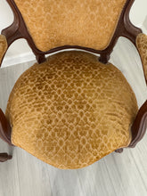 Load image into Gallery viewer, Vintage Louis XV Style Arm Chairs in Velvety Damask Upholstery - A Pair
