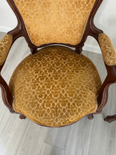 Load image into Gallery viewer, Vintage Louis XV Style Arm Chairs in Velvety Damask Upholstery - A Pair

