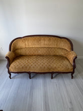 Load image into Gallery viewer, 19th Century Parlor Sofa with Velvety Damask Upholstery
