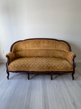 Load image into Gallery viewer, 19th Century Parlor Sofa with Velvety Damask Upholstery
