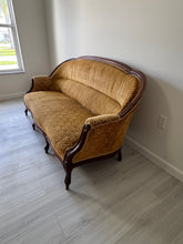 Load image into Gallery viewer, 19th Century Parlor Sofa with Velvety Damask Upholstery
