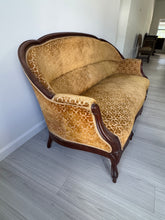 Load image into Gallery viewer, 19th Century Parlor Sofa with Velvety Damask Upholstery
