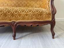 Load image into Gallery viewer, 19th Century Parlor Sofa with Velvety Damask Upholstery

