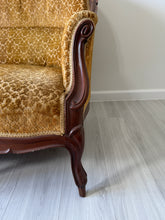 Load image into Gallery viewer, 19th Century Parlor Sofa with Velvety Damask Upholstery
