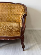 Load image into Gallery viewer, 19th Century Parlor Sofa with Velvety Damask Upholstery
