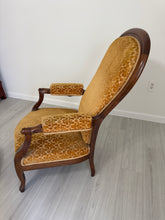 Load image into Gallery viewer, 19th Century Recliner with Velvety Damask Upholstery with Footstool
